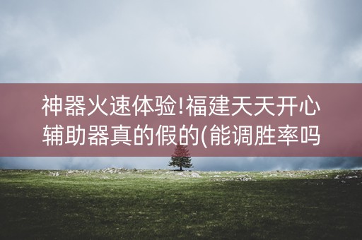神器火速体验!福建天天开心辅助器真的假的(能调胜率吗)