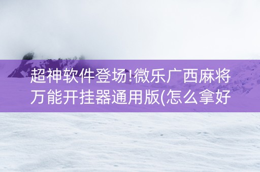 超神软件登场!微乐广西麻将万能开挂器通用版(怎么拿好牌)