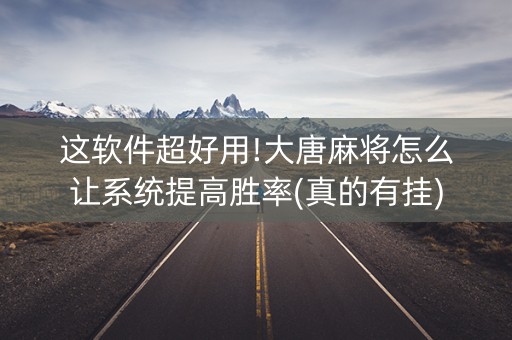 这软件超好用!大唐麻将怎么让系统提高胜率(真的有挂)