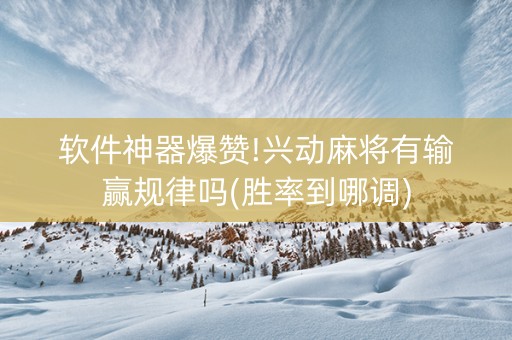 软件神器爆赞!兴动麻将有输赢规律吗(胜率到哪调)