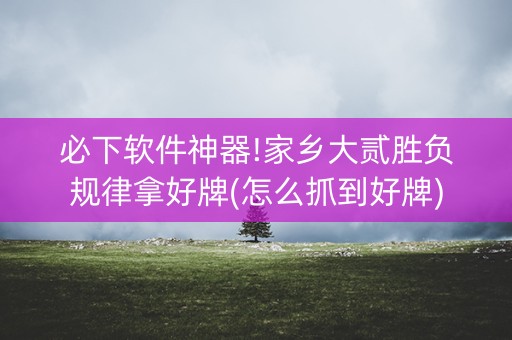 必下软件神器!家乡大贰胜负规律拿好牌(怎么抓到好牌)