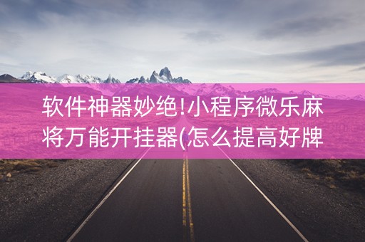 软件神器妙绝!小程序微乐麻将万能开挂器(怎么提高好牌率)