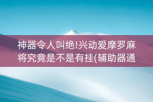 神器令人叫绝!兴动爱摩罗麻将究竟是不是有挂(辅助器通用版)