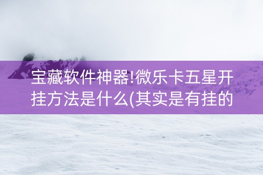 宝藏软件神器!微乐卡五星开挂方法是什么(其实是有挂的)