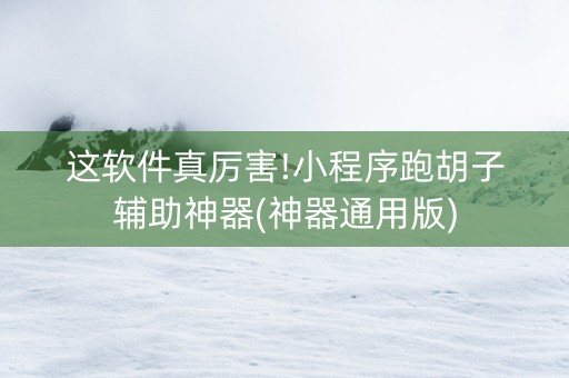 这软件真厉害!小程序跑胡子辅助神器(神器通用版)