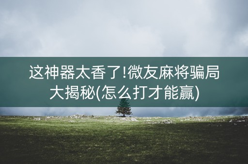 这神器太香了!微友麻将骗局大揭秘(怎么打才能赢)