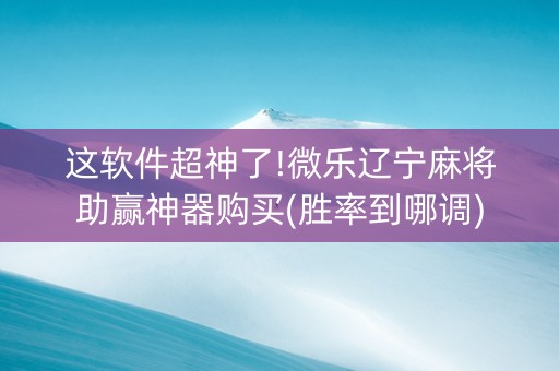 这软件超神了!微乐辽宁麻将助赢神器购买(胜率到哪调)