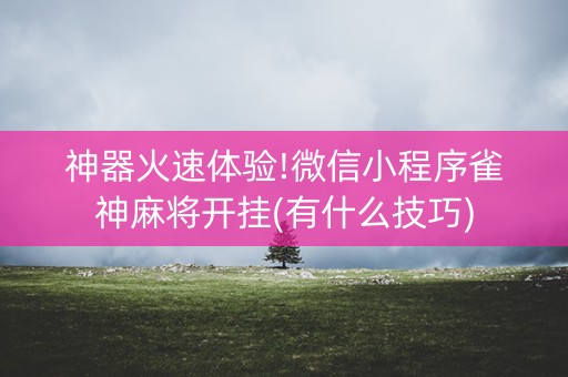 神器火速体验!微信小程序雀神麻将开挂(有什么技巧)