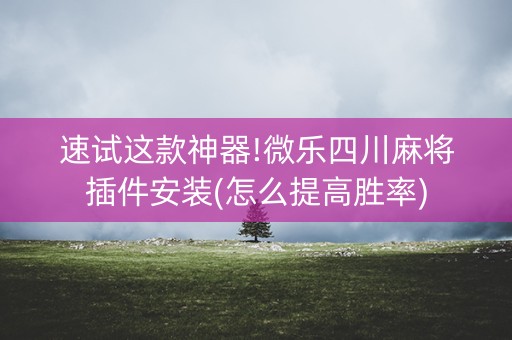 速试这款神器!微乐四川麻将插件安装(怎么提高胜率)