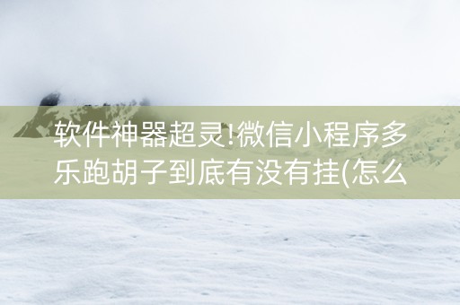 软件神器超灵!微信小程序多乐跑胡子到底有没有挂(怎么只赢不输)