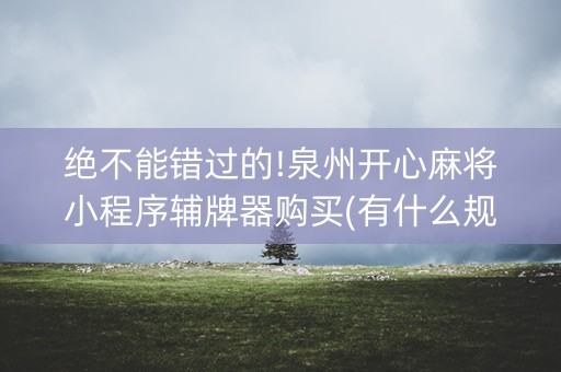 绝不能错过的!泉州开心麻将小程序辅牌器购买(有什么规律吗)