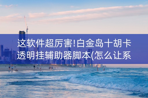 这软件超厉害!白金岛十胡卡透明挂辅助器脚本(怎么让系统给你发好牌)
