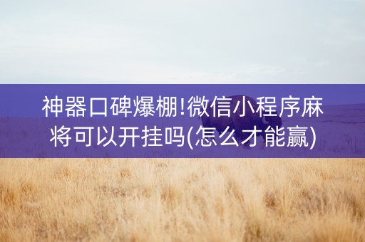 神器口碑爆棚!微信小程序麻将可以开挂吗(怎么才能赢)