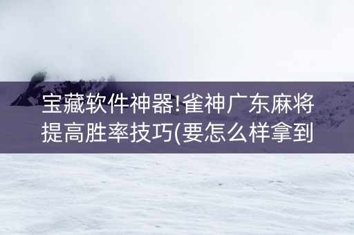 宝藏软件神器!雀神广东麻将提高胜率技巧(要怎么样拿到好牌)