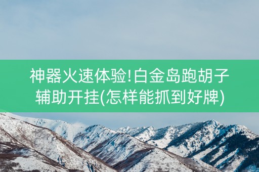 神器火速体验!白金岛跑胡子辅助开挂(怎样能抓到好牌)