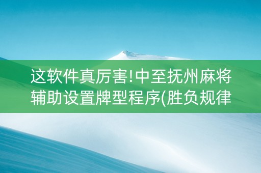 这软件真厉害!中至抚州麻将辅助设置牌型程序(胜负规律拿好牌)