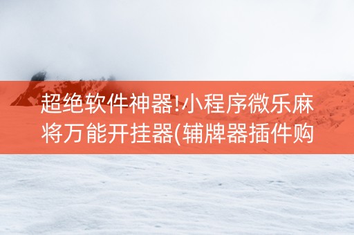 超绝软件神器!小程序微乐麻将万能开挂器(辅牌器插件购买)