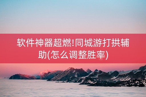 软件神器超燃!同城游打拱辅助(怎么调整胜率)