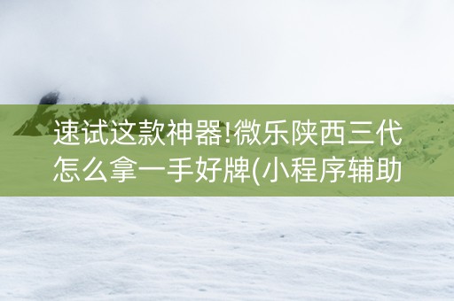 速试这款神器!微乐陕西三代怎么拿一手好牌(小程序辅助软件)