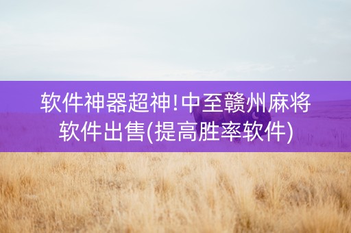 软件神器超神!中至赣州麻将软件出售(提高胜率软件)