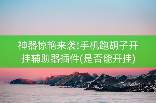 神器惊艳来袭!手机跑胡子开挂辅助器插件(是否能开挂)