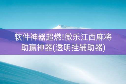 软件神器超燃!微乐江西麻将助赢神器(透明挂辅助器)
