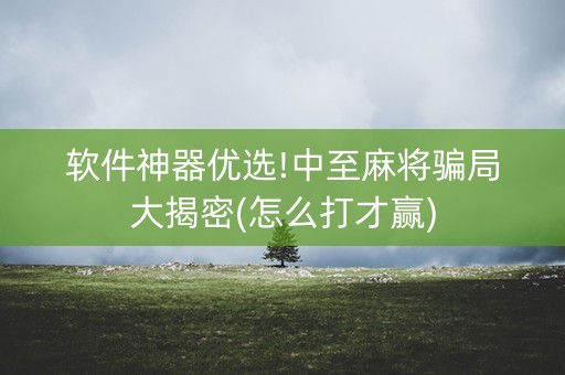 软件神器优选!中至麻将骗局大揭密(怎么打才赢)