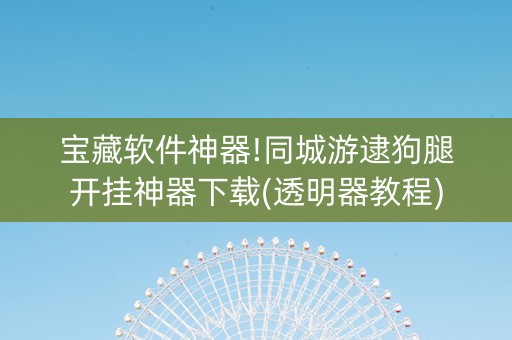宝藏软件神器!同城游逮狗腿开挂神器下载(透明器教程)