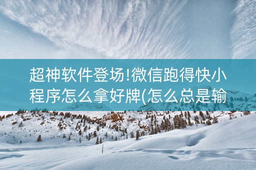超神软件登场!微信跑得快小程序怎么拿好牌(怎么总是输)