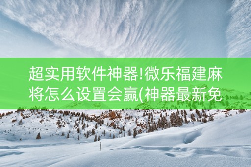 超实用软件神器!微乐福建麻将怎么设置会赢(神器最新免费)