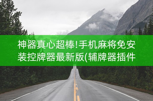 神器真心超棒!手机麻将免安装控牌器最新版(辅牌器插件购买)
