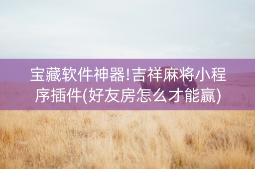 宝藏软件神器!吉祥麻将小程序插件(好友房怎么才能赢)