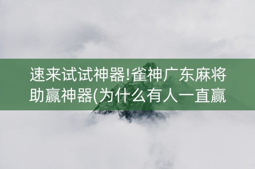 速来试试神器!雀神广东麻将助赢神器(为什么有人一直赢)
