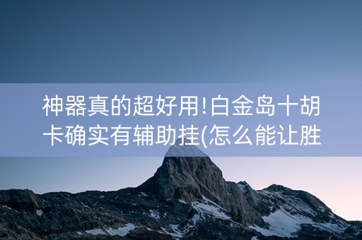 神器真的超好用!白金岛十胡卡确实有辅助挂(怎么能让胜率高)