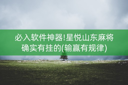 必入软件神器!星悦山东麻将确实有挂的(输赢有规律)