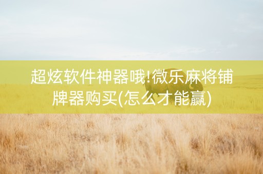 超炫软件神器哦!微乐麻将铺牌器购买(怎么才能赢)