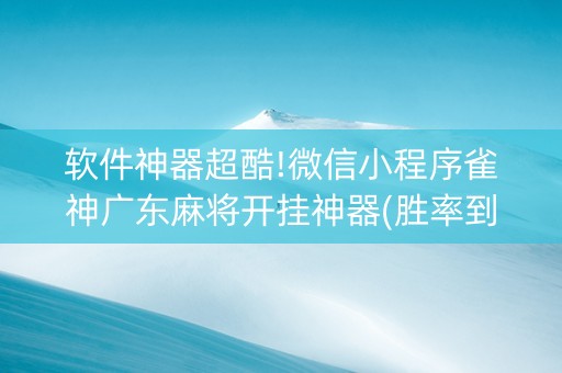 软件神器超酷!微信小程序雀神广东麻将开挂神器(胜率到哪调)