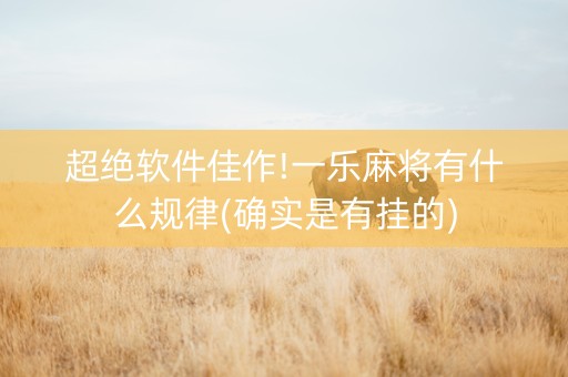 超绝软件佳作!一乐麻将有什么规律(确实是有挂的)