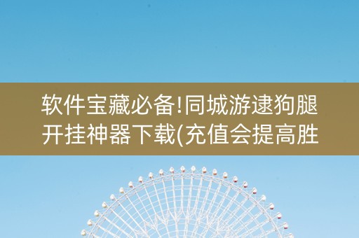 软件宝藏必备!同城游逮狗腿开挂神器下载(充值会提高胜率么)