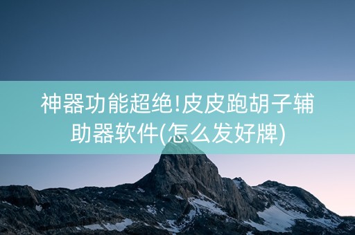 神器功能超绝!皮皮跑胡子辅助器软件(怎么发好牌)