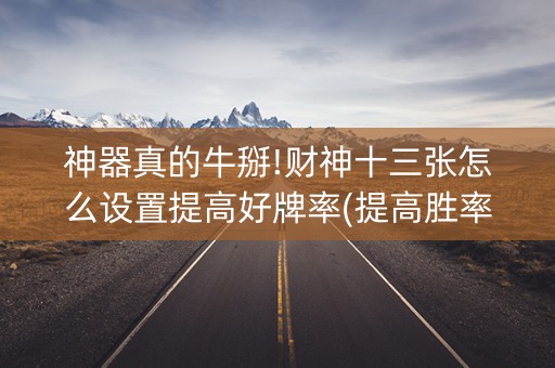 神器真的牛掰!财神十三张怎么设置提高好牌率(提高胜率方法)