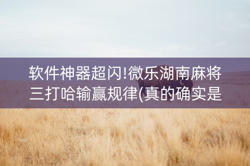 软件神器超闪!微乐湖南麻将三打哈输赢规律(真的确实是有挂)