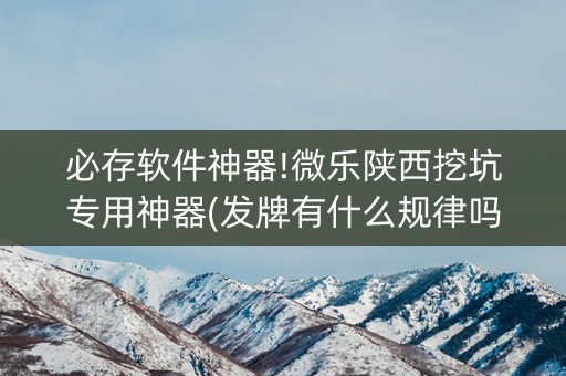 必存软件神器!微乐陕西挖坑专用神器(发牌有什么规律吗)