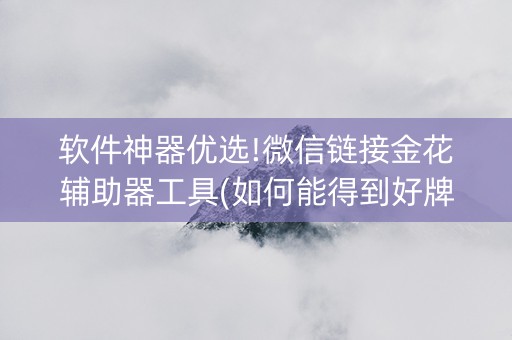 软件神器优选!微信链接金花辅助器工具(如何能得到好牌)