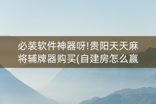 必装软件神器呀!贵阳天天麻将辅牌器购买(自建房怎么赢)