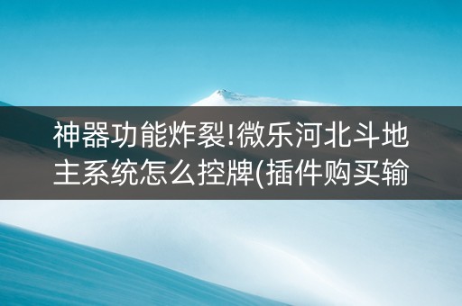 神器功能炸裂!微乐河北斗地主系统怎么控牌(插件购买输赢规律)
