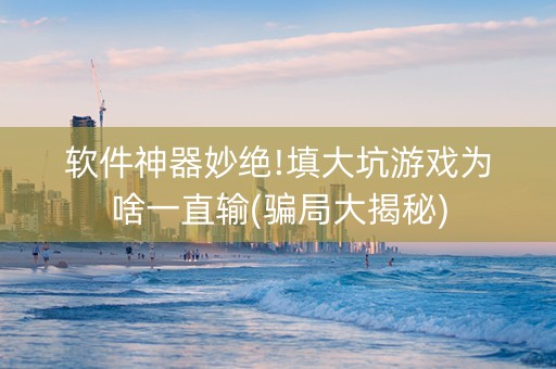 软件神器妙绝!填大坑游戏为啥一直输(骗局大揭秘)