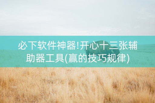 必下软件神器!开心十三张辅助器工具(赢的技巧规律)