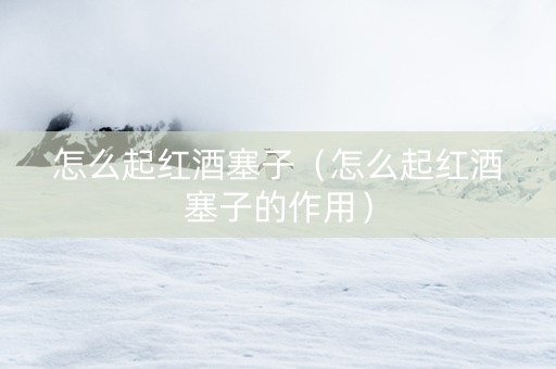 怎么起红酒塞子（怎么起红酒塞子的作用）
