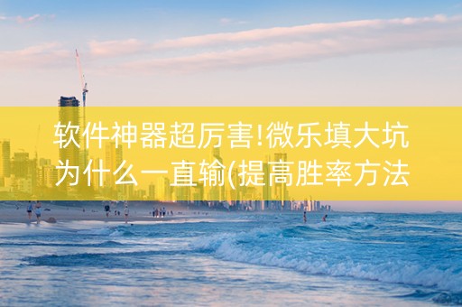 软件神器超厉害!微乐填大坑为什么一直输(提高胜率方法)